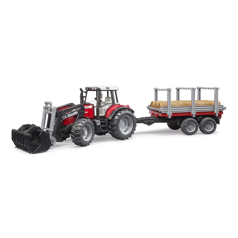 Trator Massey Ferguson 7480 com reboque para transporte de troncos