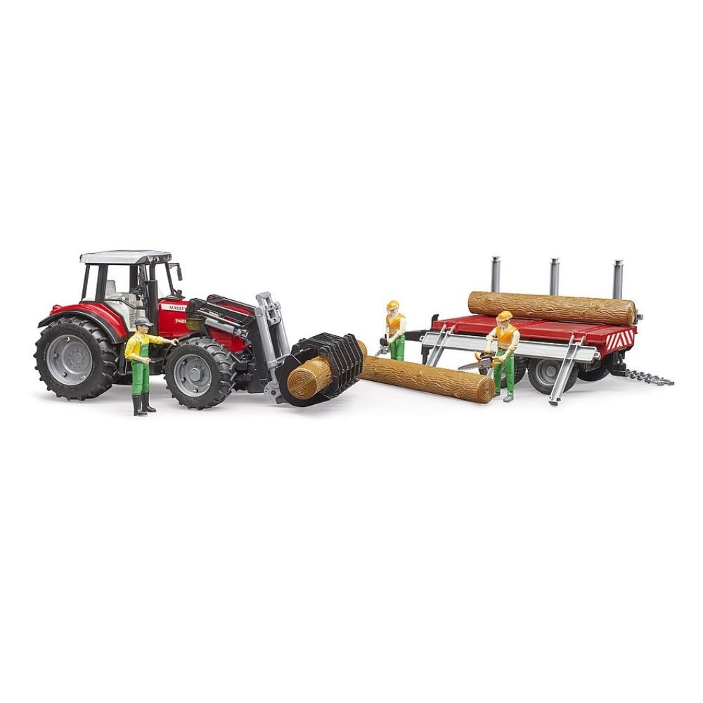 Trator Massey Ferguson 7480 com reboque para transporte de troncos