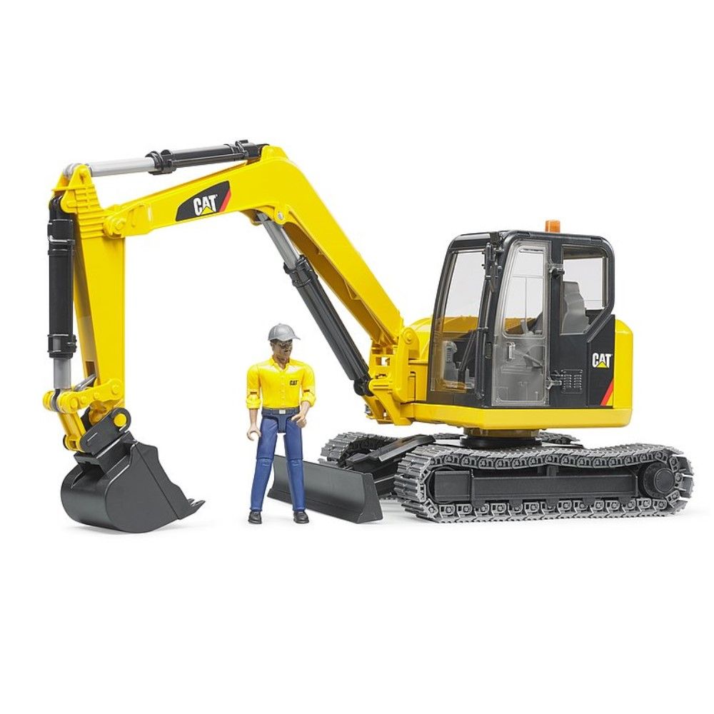 Mini escavadora CAT com figura