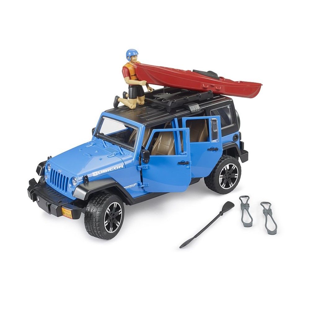 Jeep Wrangler Rubicon com caiaque e figura
