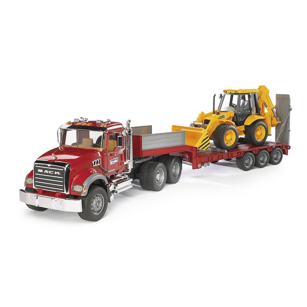 Camião semi-reboque MACK com escavadora JCB CX