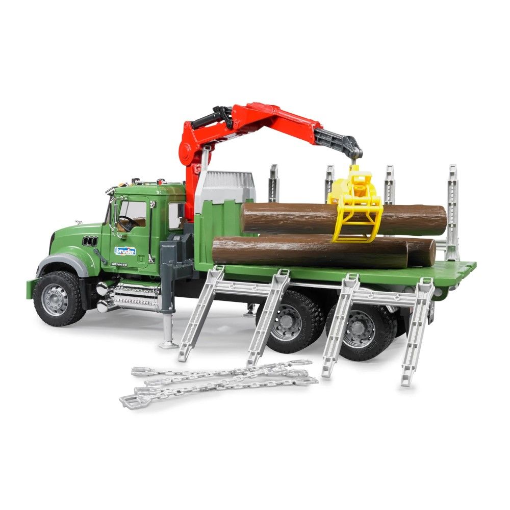 Camião MACK de transporte de troncos com guindaste