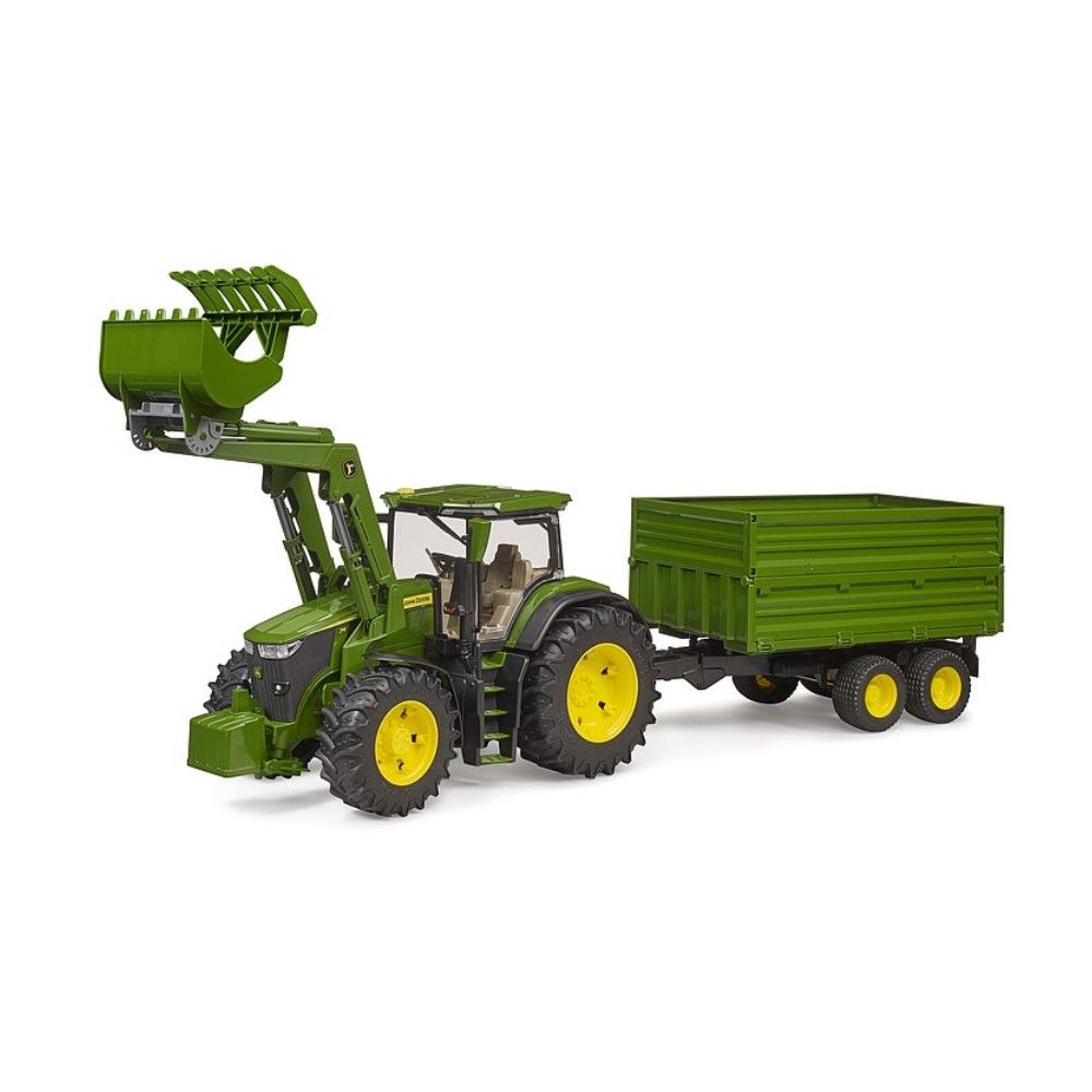 Trator John Deere 7R 350 com pá carregadora e reboque