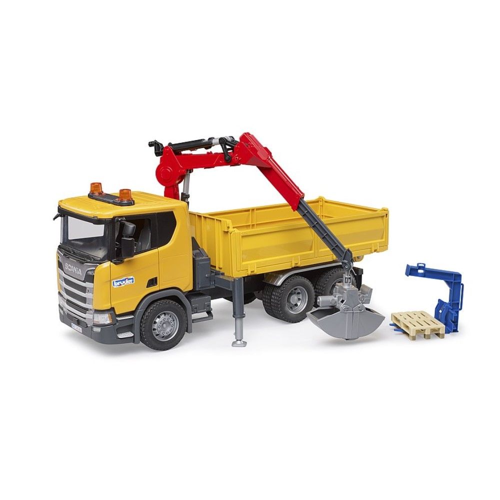 Camião basculante Scania Super 560R com guindaste e palete