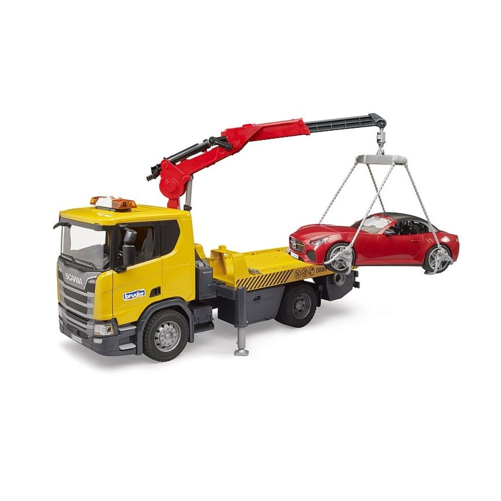 Scania Super 560R auto-transporte BRUDER Roadster com luzes e sons