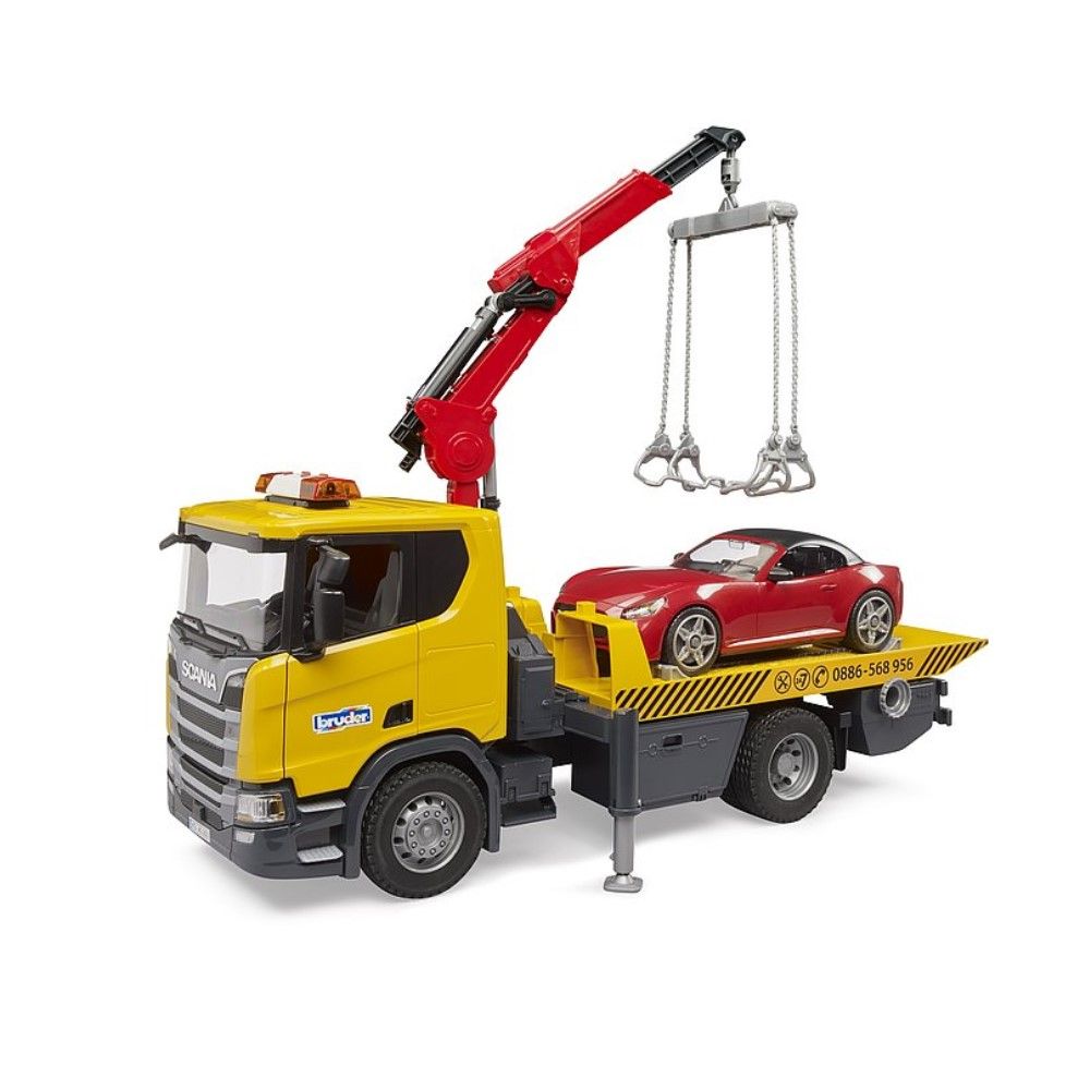 Scania Super 560R auto-transporte BRUDER Roadster com luzes e sons