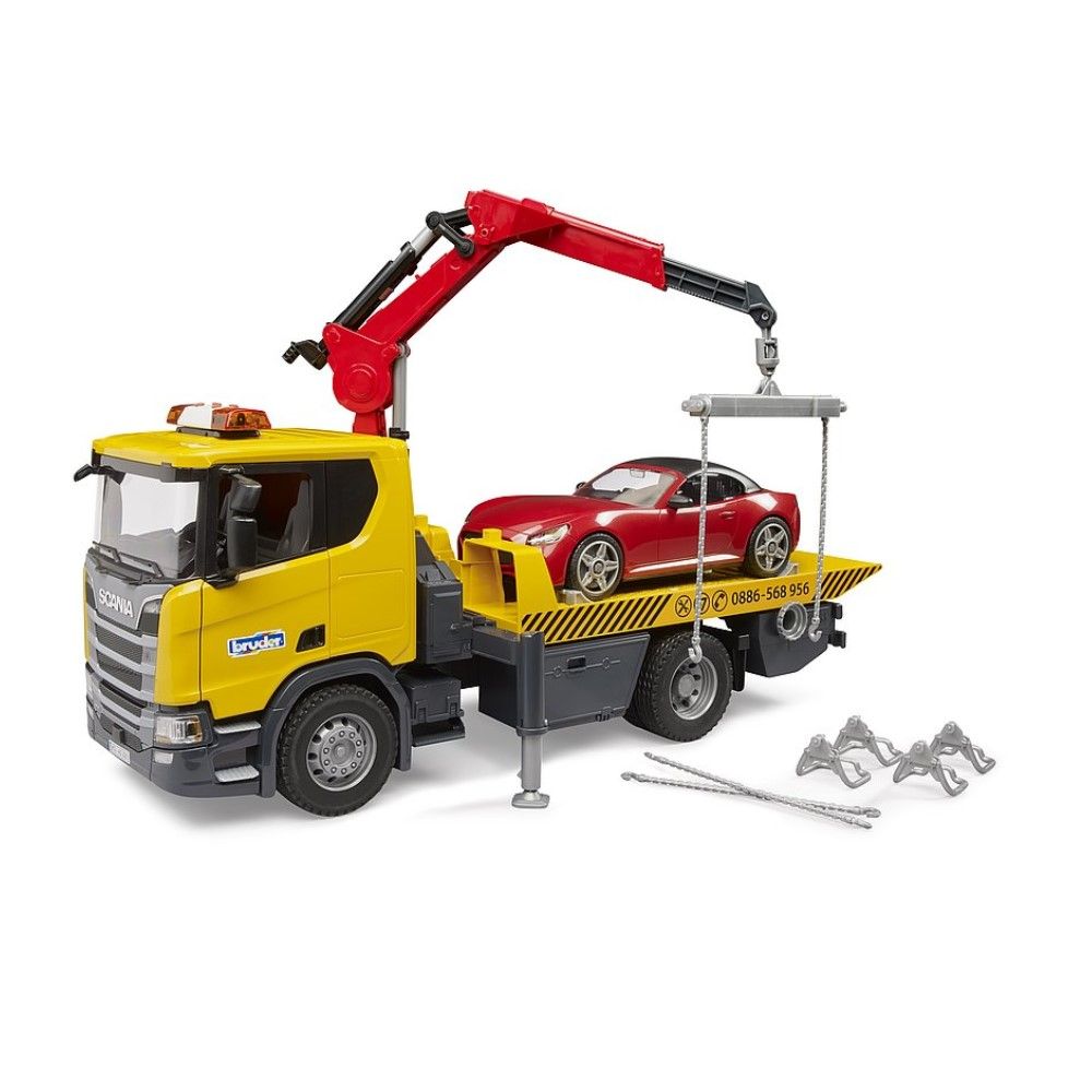 Scania Super 560R auto-transporte BRUDER Roadster com luzes e sons