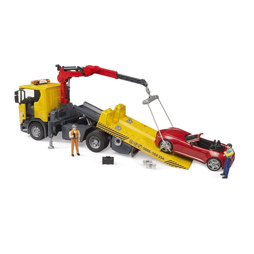 Scania Super 560R auto-transporte BRUDER Roadster com luzes e sons