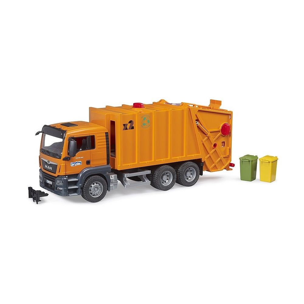 Camião MAN TGS laranja de recolha de lixo