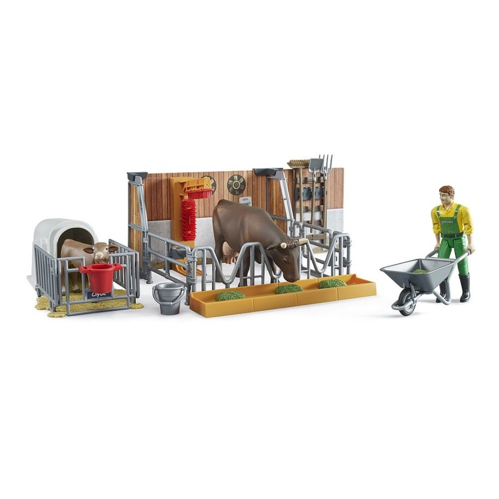 Estábulo com Vaca e Bezerro mais Figura e Acessórios