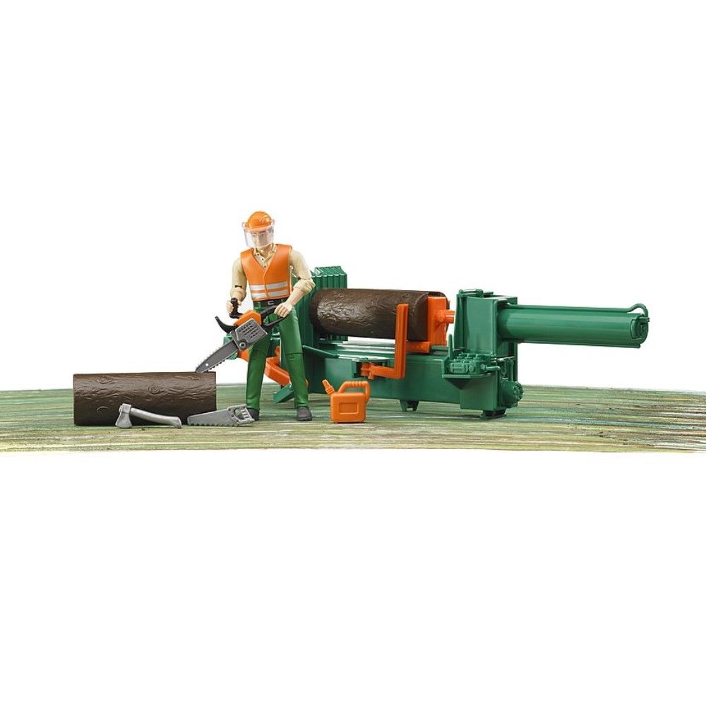 Ferramentas de lenhador com operário