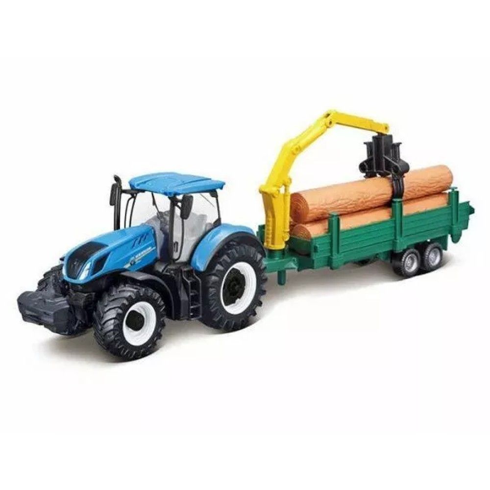 Tractor New Holland Tractor T7.315 com atrelado com grua + troncos