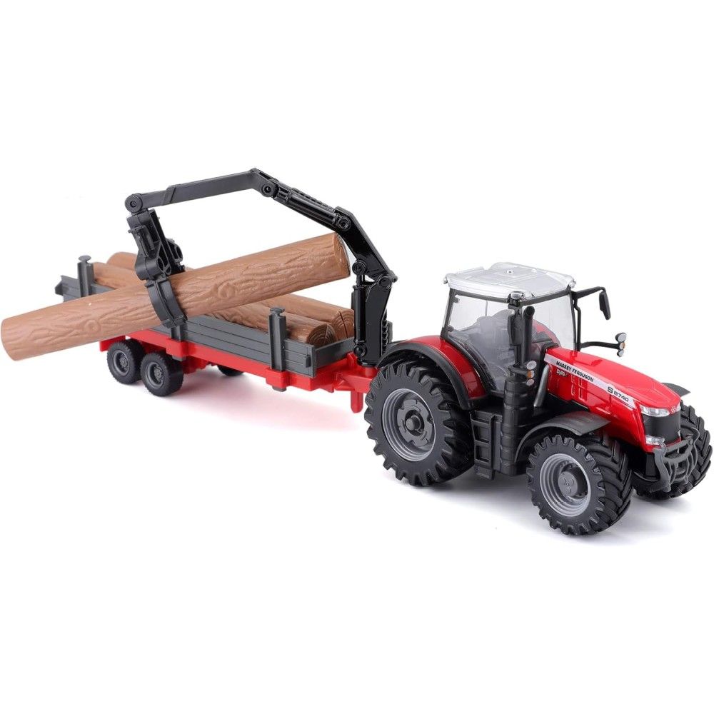 Tractor  Massey Ferguson 8740S com atrelado de troncos