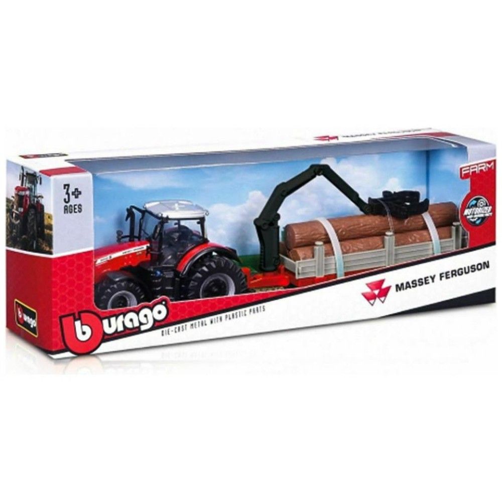 Tractor  Massey Ferguson 8740S com atrelado de troncos