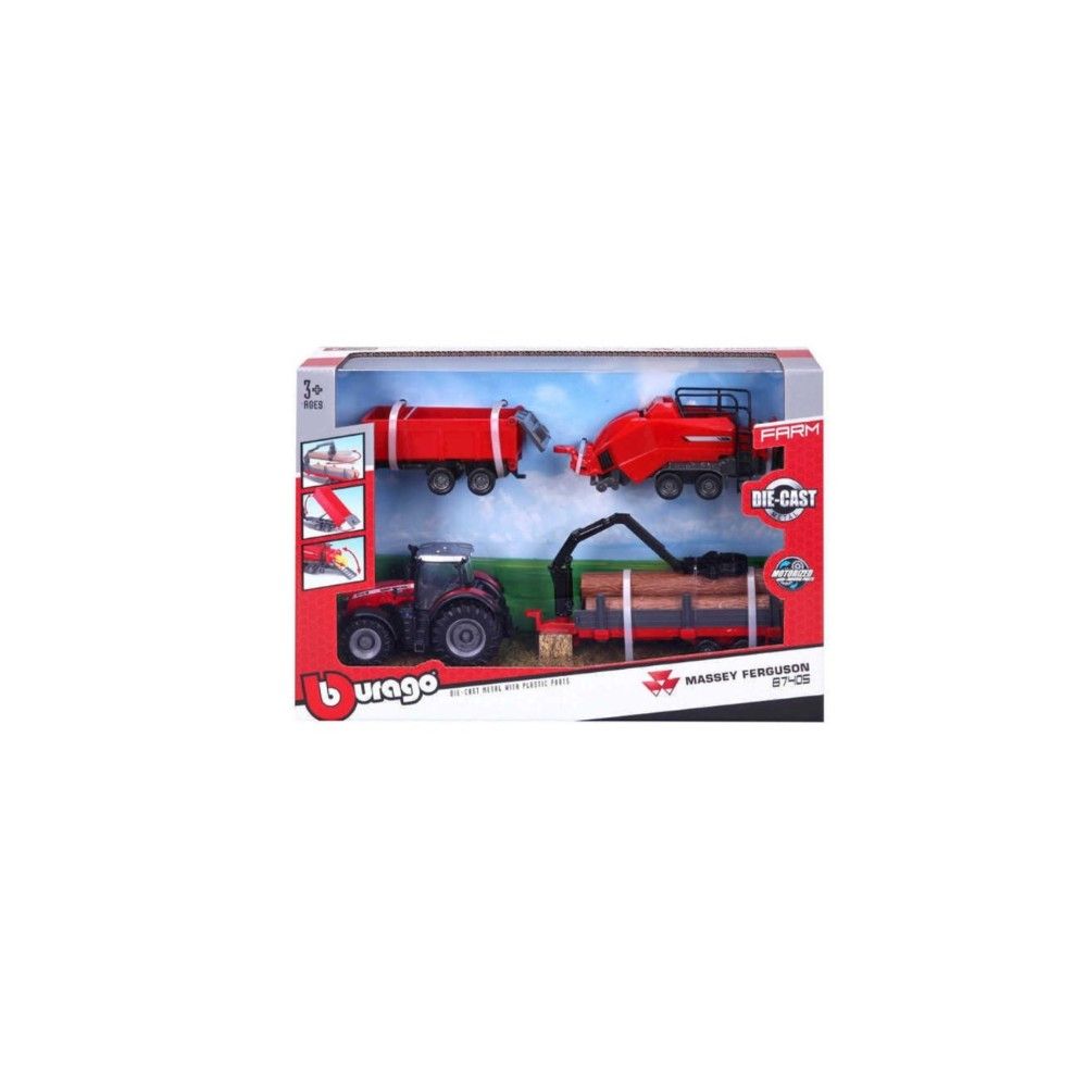 Conjunto Tractor Massey Fergusson com 3 atrelados