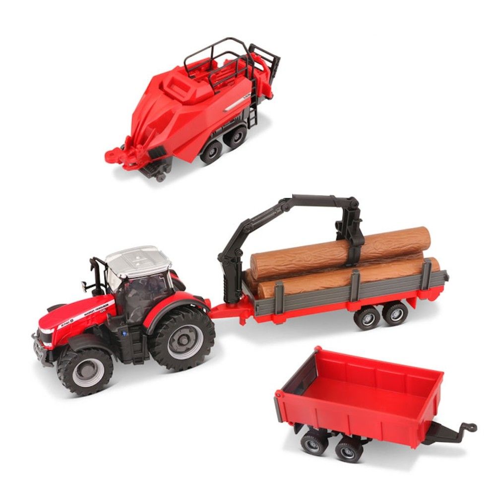 Conjunto Tractor Massey Fergusson com 3 atrelados