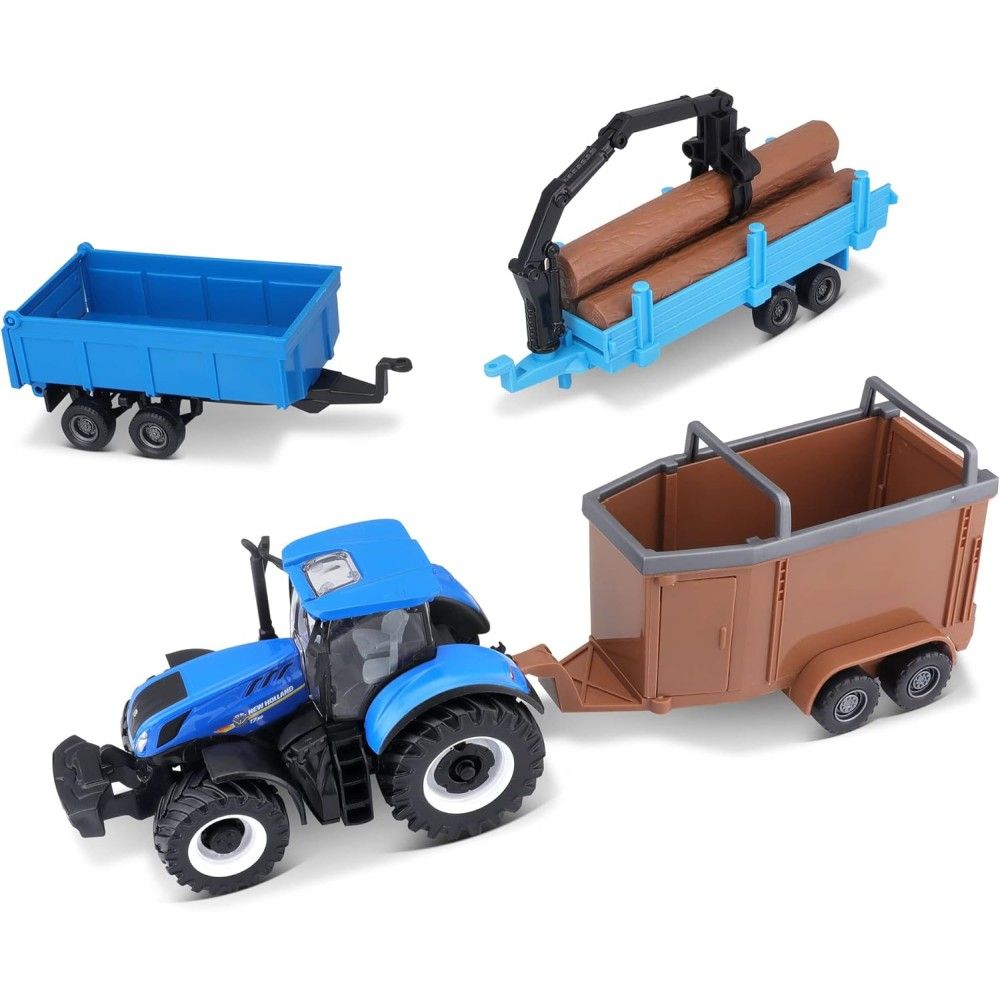 Conjunto Tractor New Holland T7.315 com 3 atrelados