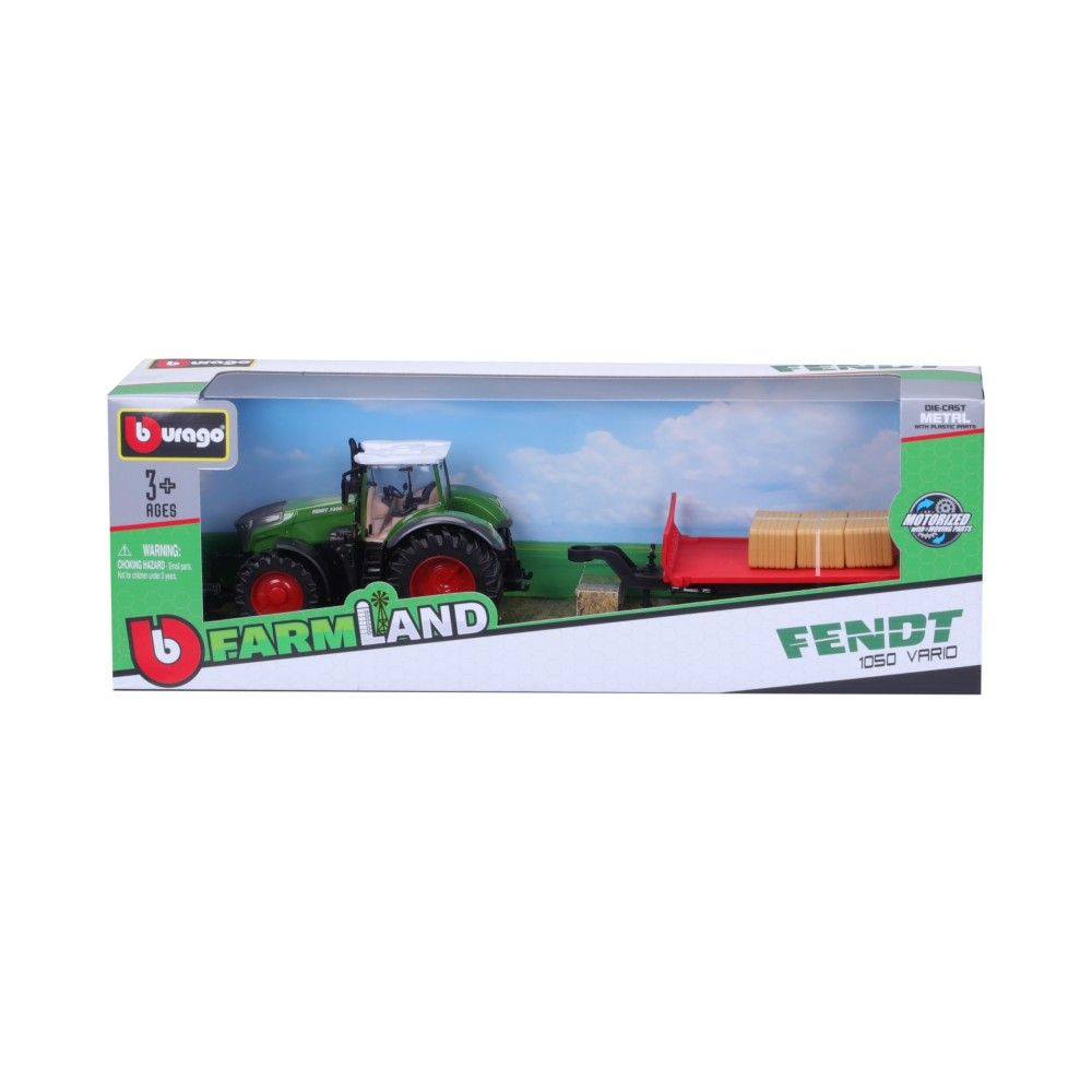 Tractor Fendt 1050 Vario com atrelado + fardos