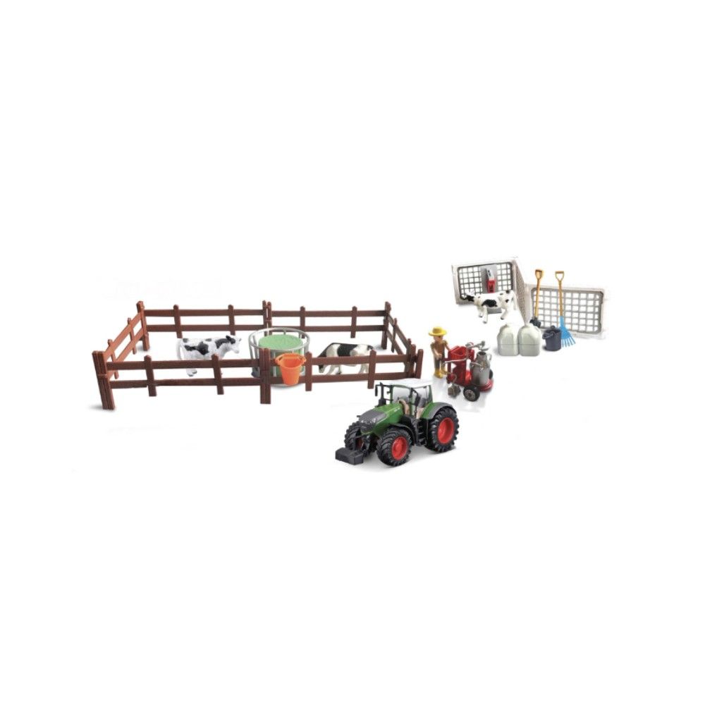 Conjunto acessórios de quinta com animais e Tactor Fendt