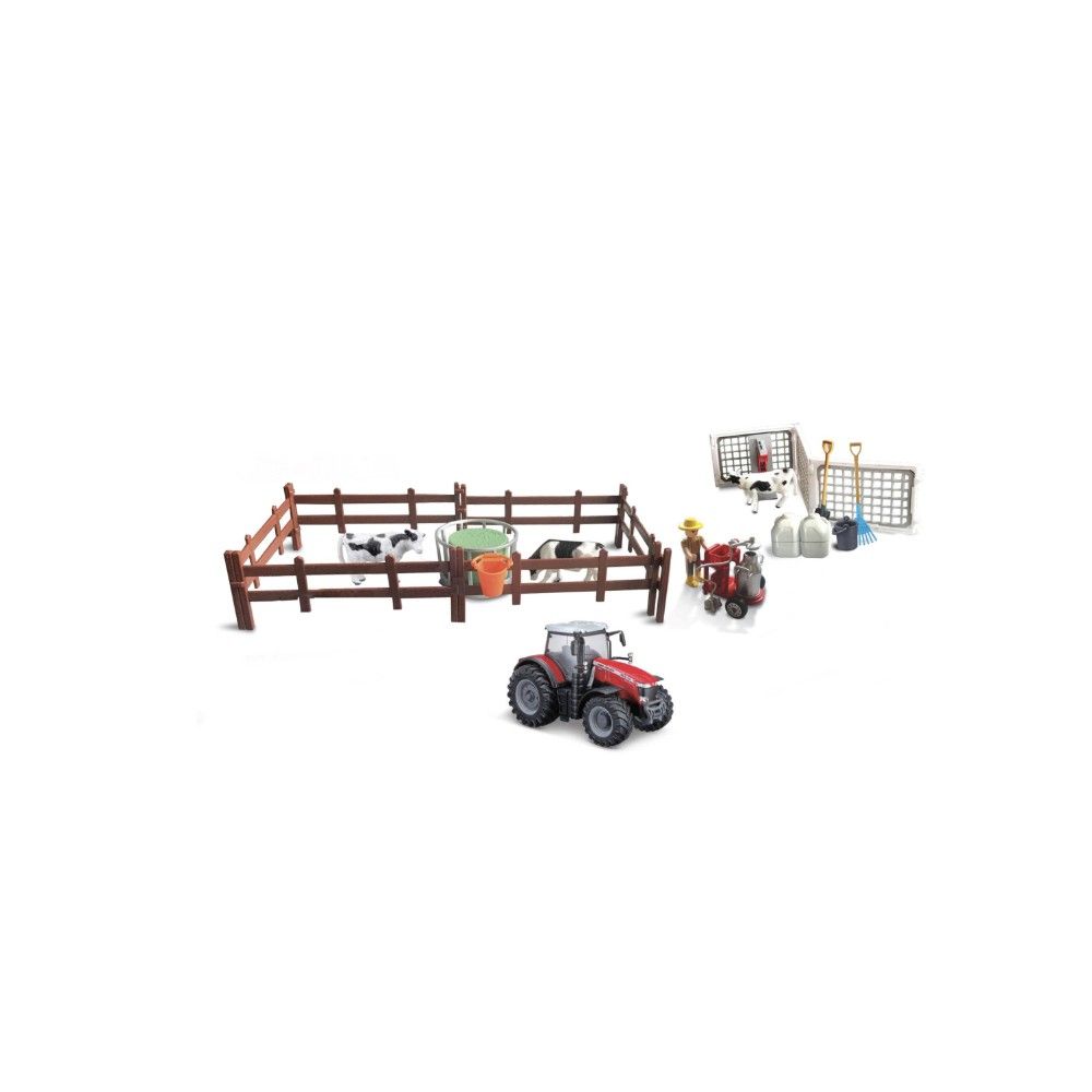 Conjunto acessórios de quinta com animais e Tactor Massey Fergunson