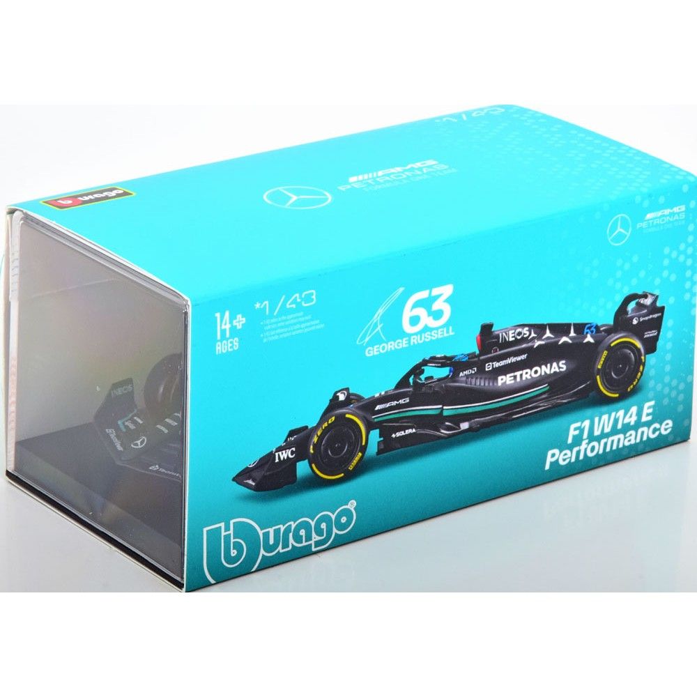 1/43 - F1 Mercedes AMG W14 #63 G.Russel com Capacete
