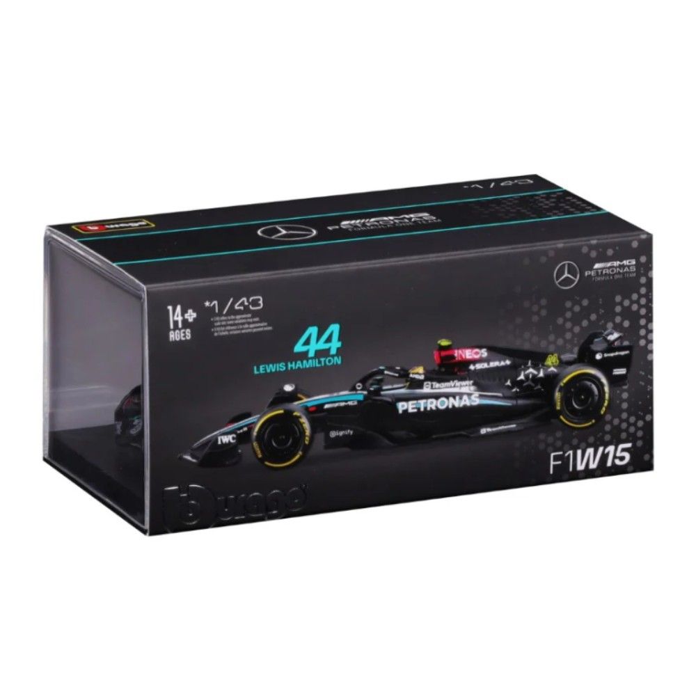 1/43 - F1 Mercedes AMG W14 - Lewis Hamilton #44 com Capacete