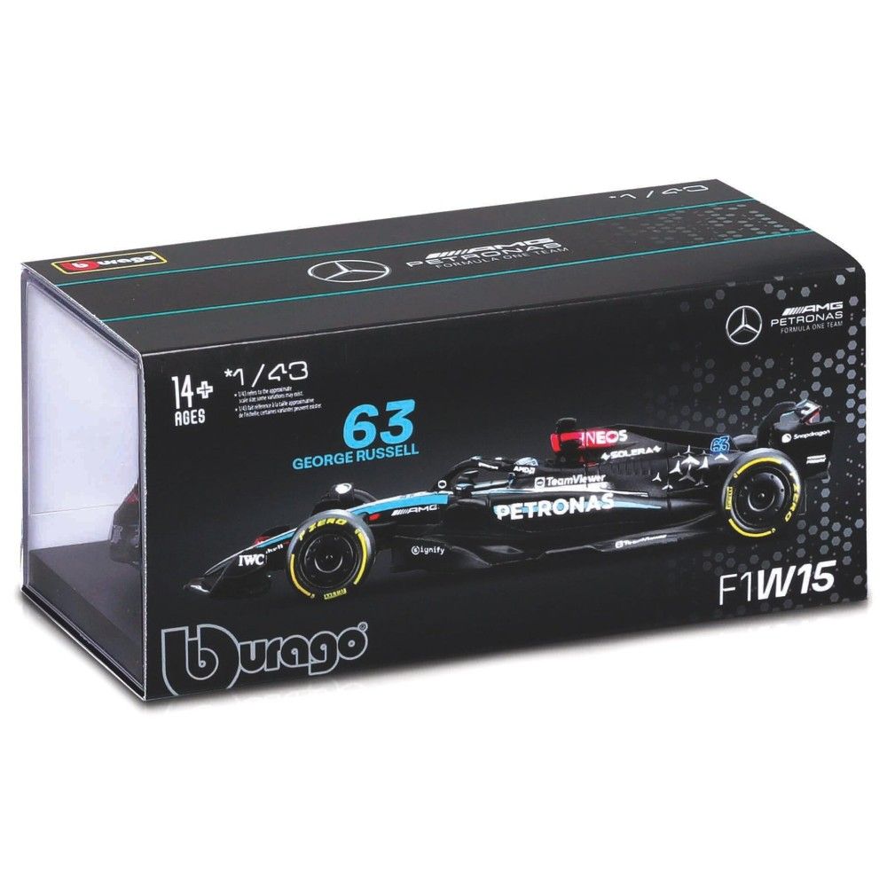 1/43 - F1 Mercedes AMG W14 - George Russel #63 com Capacete