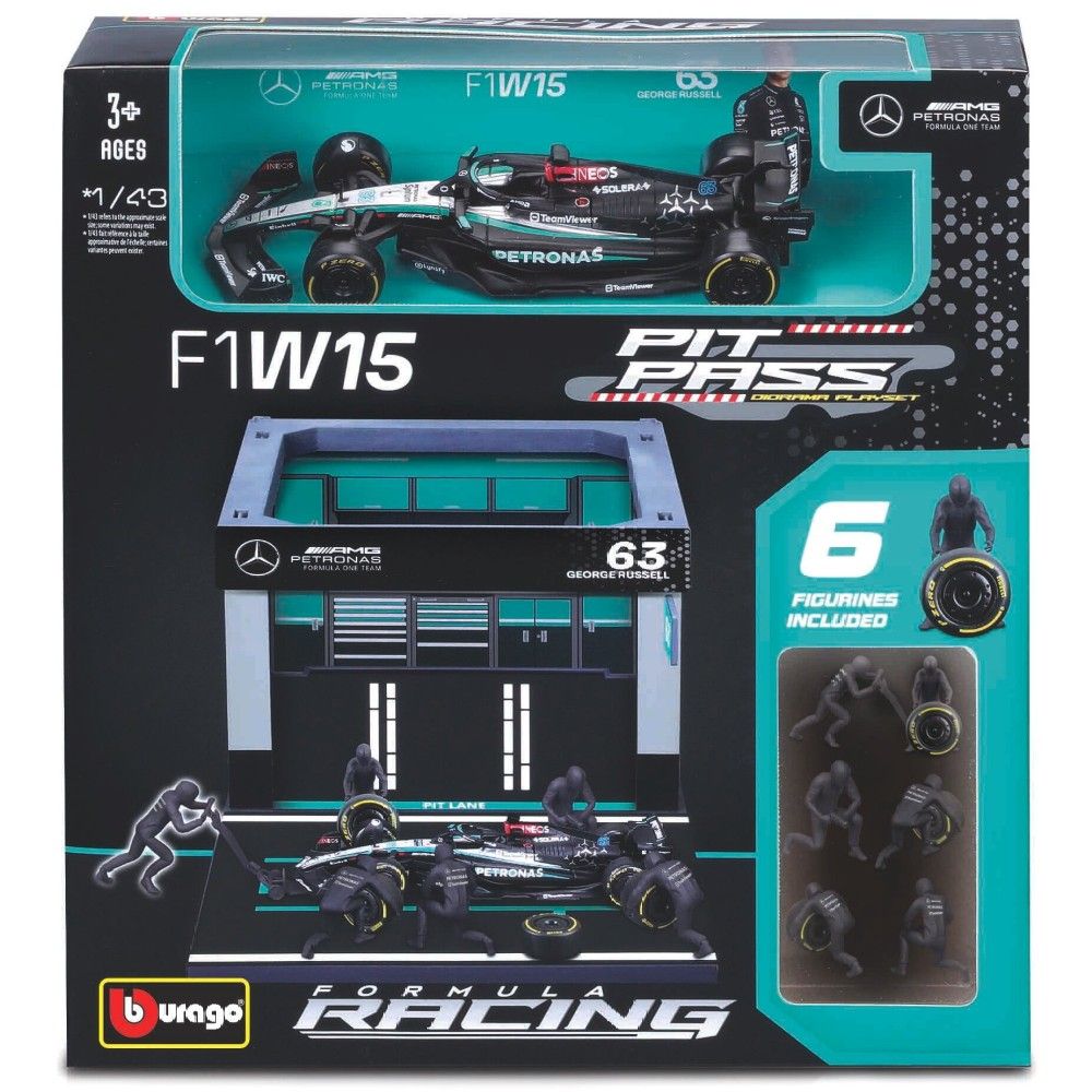 1/43 - Set de Pit Pass Mercedes AMG Petronas com F1 George Russel #63