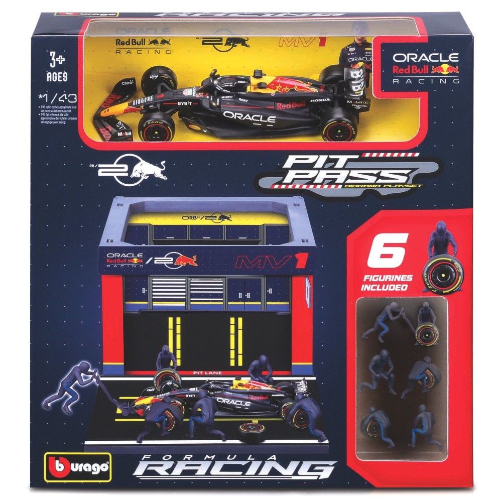 1/43 - Set de Pit Pass Red Bull Racing com F1 Max Verstappen #1