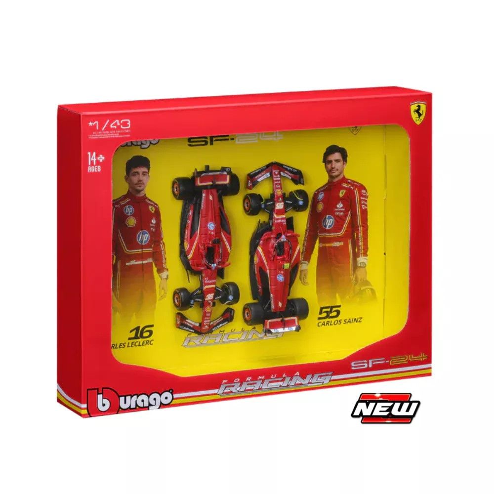1/43 - F1 Scudaria Ferrari SF-24 #16 Charles Leclerc + #55 Carlos Sainz