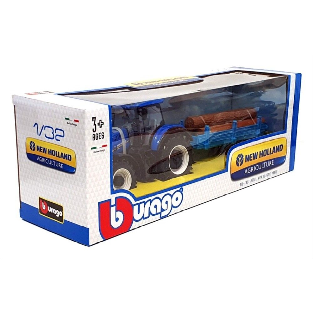 1/32 - Tractor New Holland T7HD com atrelado com troncos