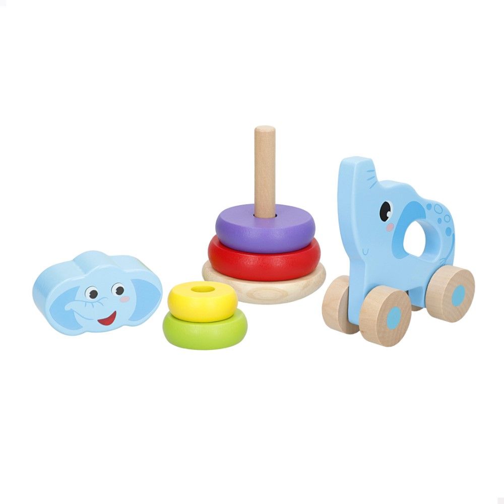 Conjunto de Torre de Argolas + Animais c/ Rodas (3 modelos)