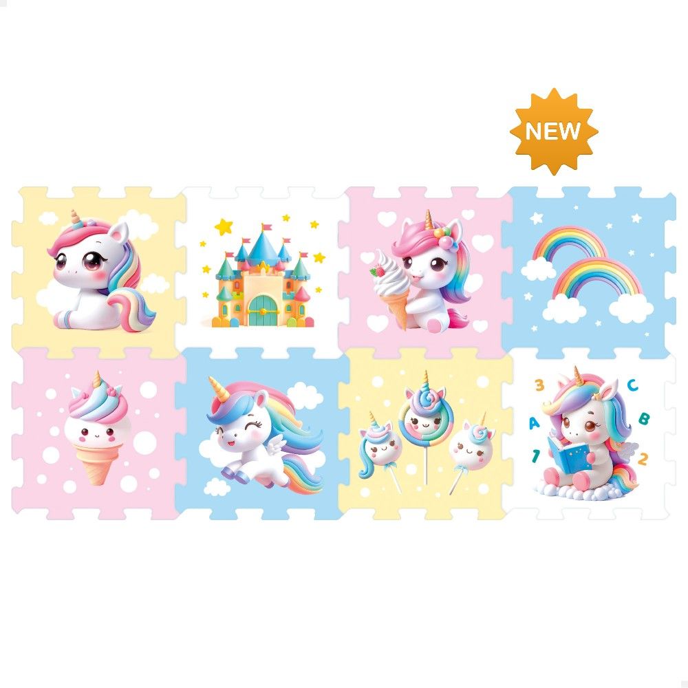 Pack de 8 peças em EVA 120x60cm Unicórnios