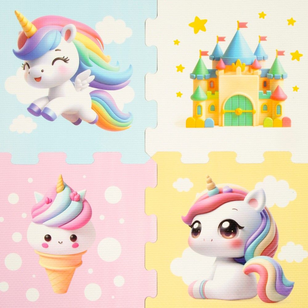 Pack de 8 peças em EVA 120x60cm Unicórnios