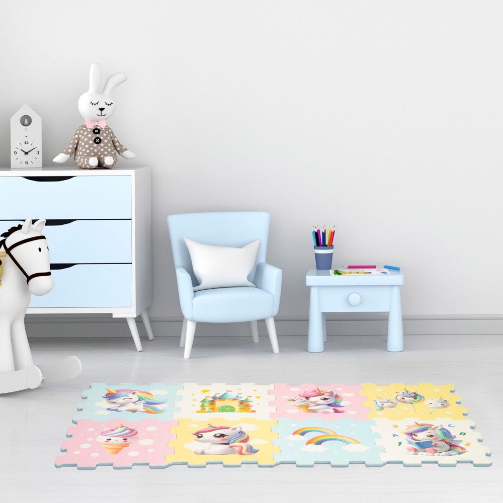 Pack de 8 peças em EVA 120x60cm Unicórnios