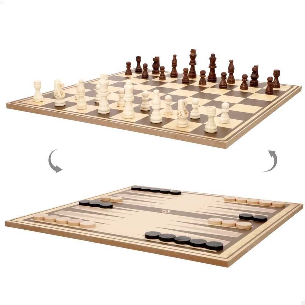 Jogo 3 em 1, Xadrez, Damas e Gamão (40x40cm)