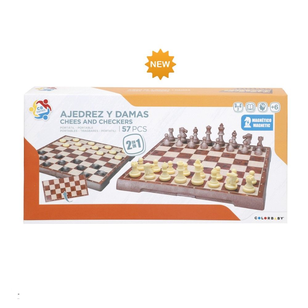 Jogo de Xadrez + Damas Magnético (30x30cm)