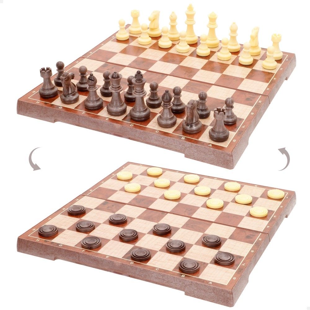 Jogo de Xadrez + Damas Magnético (30x30cm)