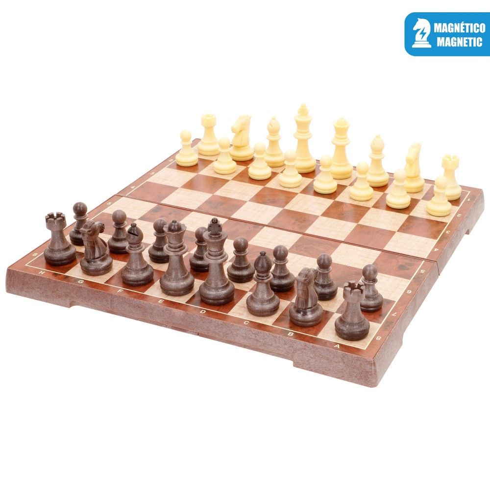 Jogo de Xadrez + Damas Magnético (30x30cm)