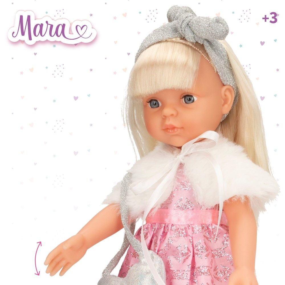 Boneca Mara loira 32cm c/ acessórios incluidos