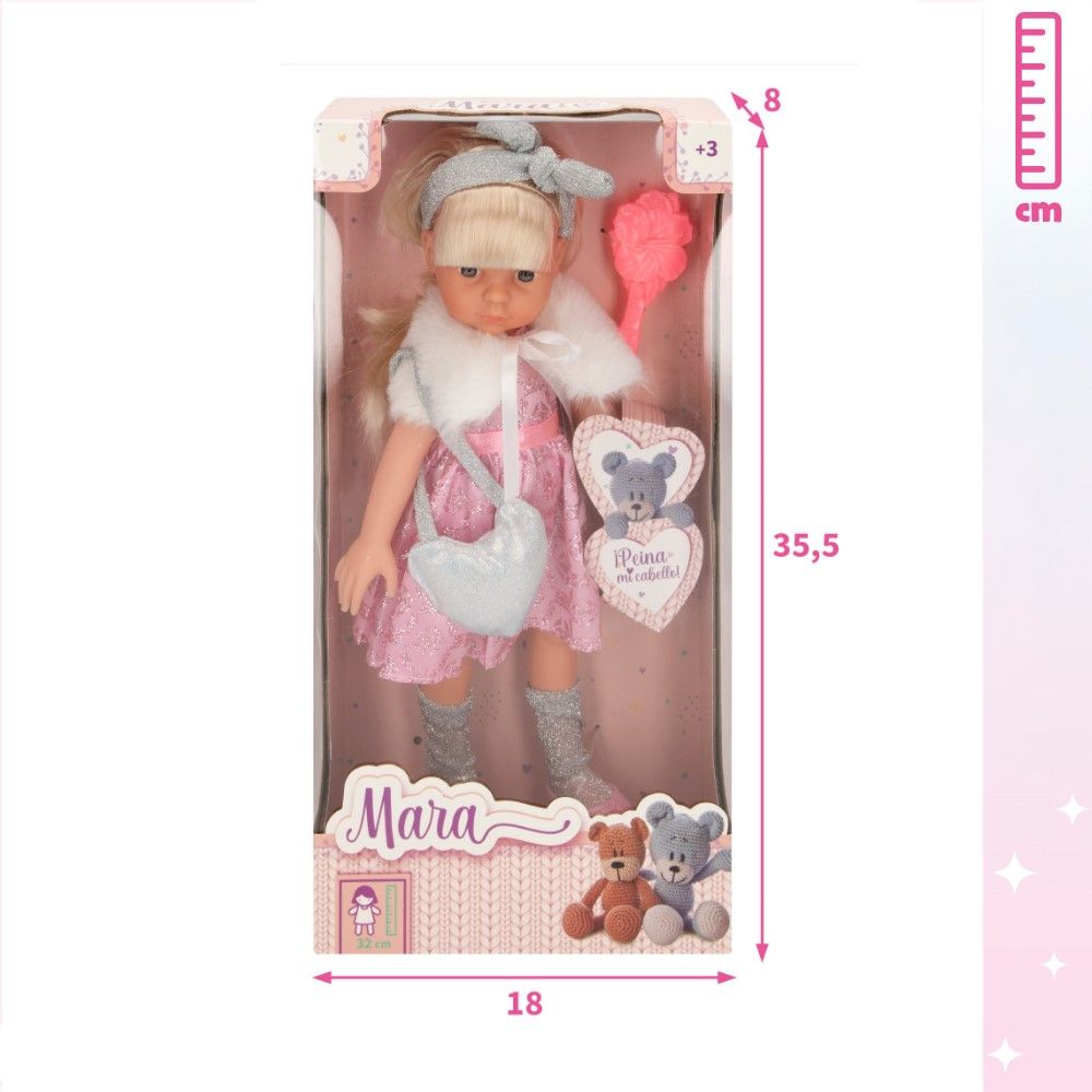 Boneca Mara loira 32cm c/ acessórios incluidos