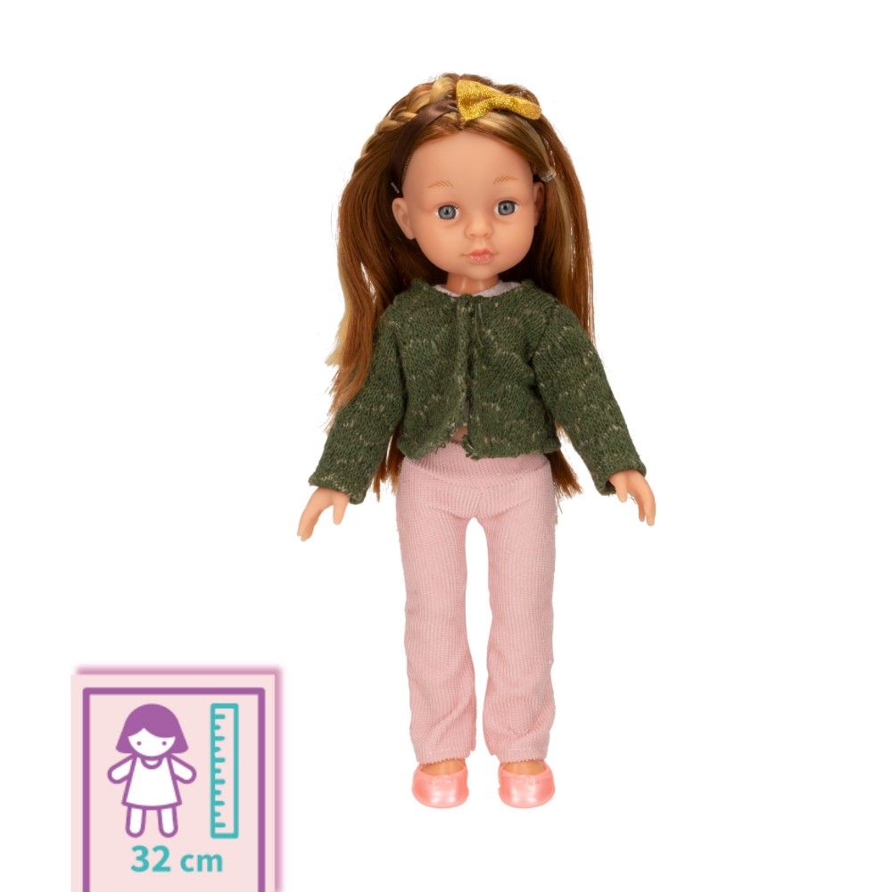 Boneca Mara morena 32cm c/ acessórios incluidos