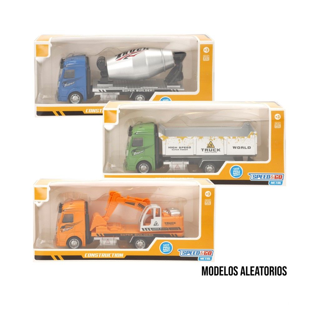 Sortido de veículos de Construção com retrofricção, 25cm