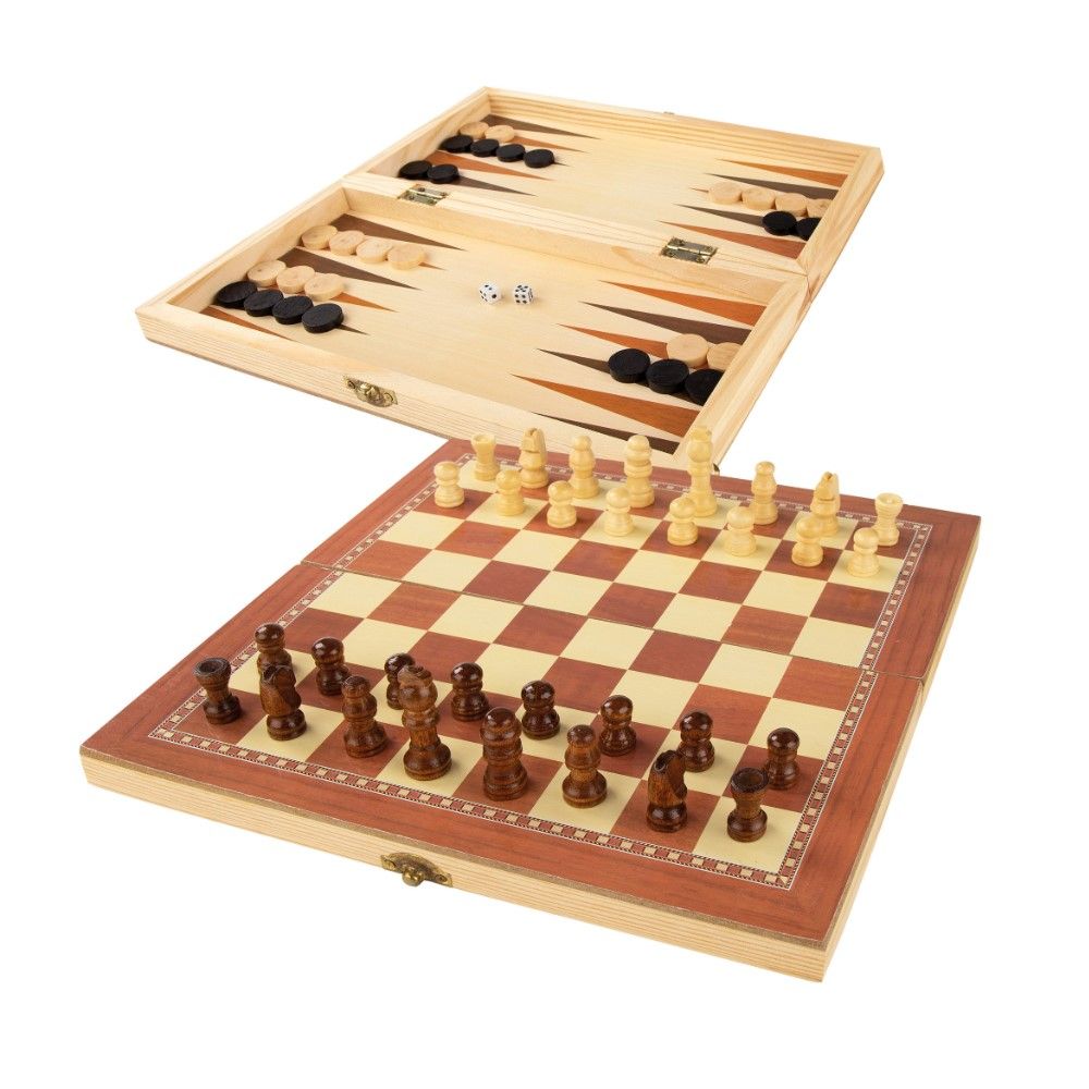 Xadrez, Damas e Gamão dobrável (30x30cm)