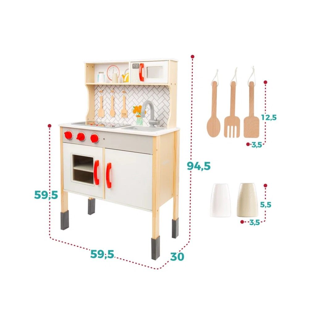 Cozinha de Madeira Electronica 95x60x30cm (c/acessórios)