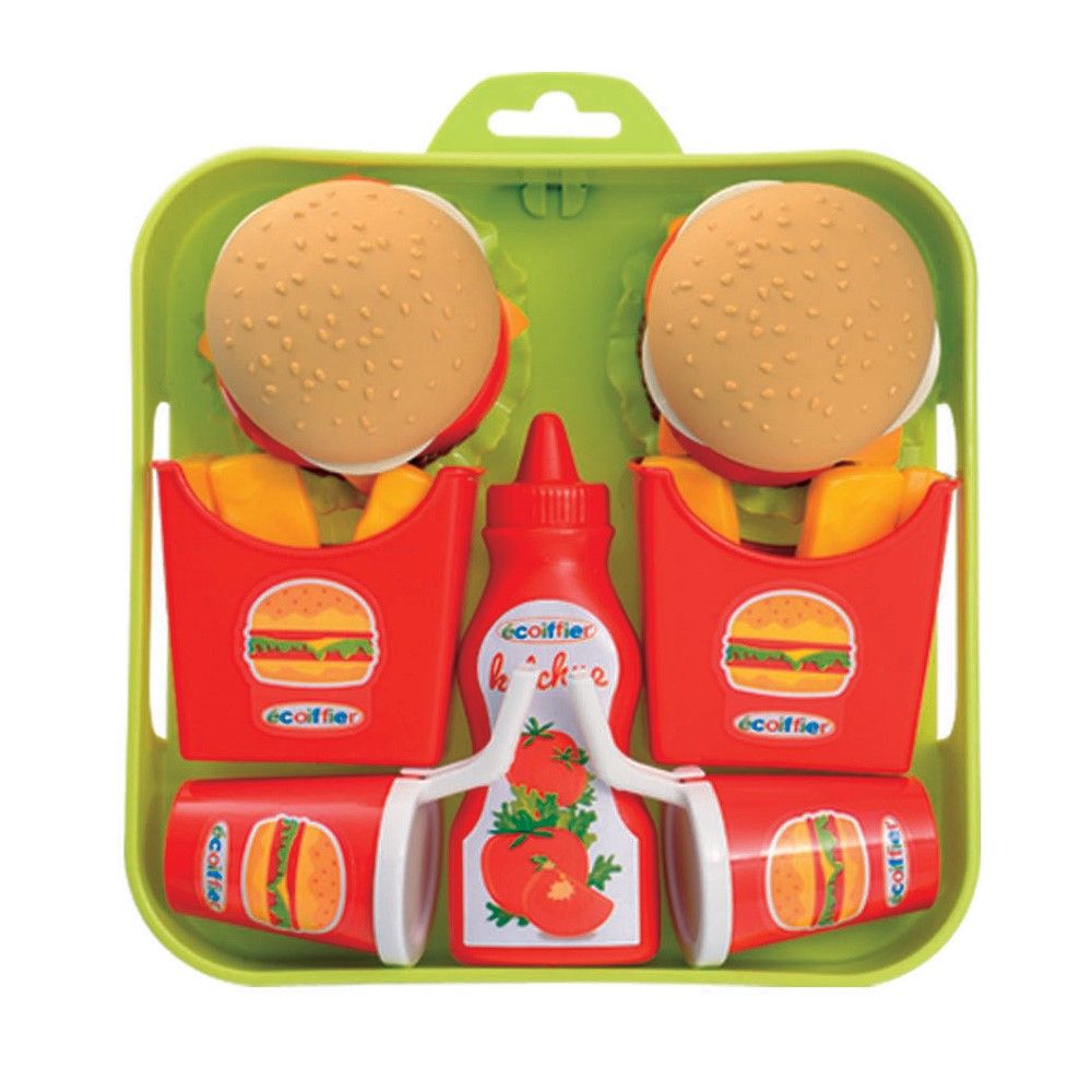 Conjunto de Hamburgers em bandeja