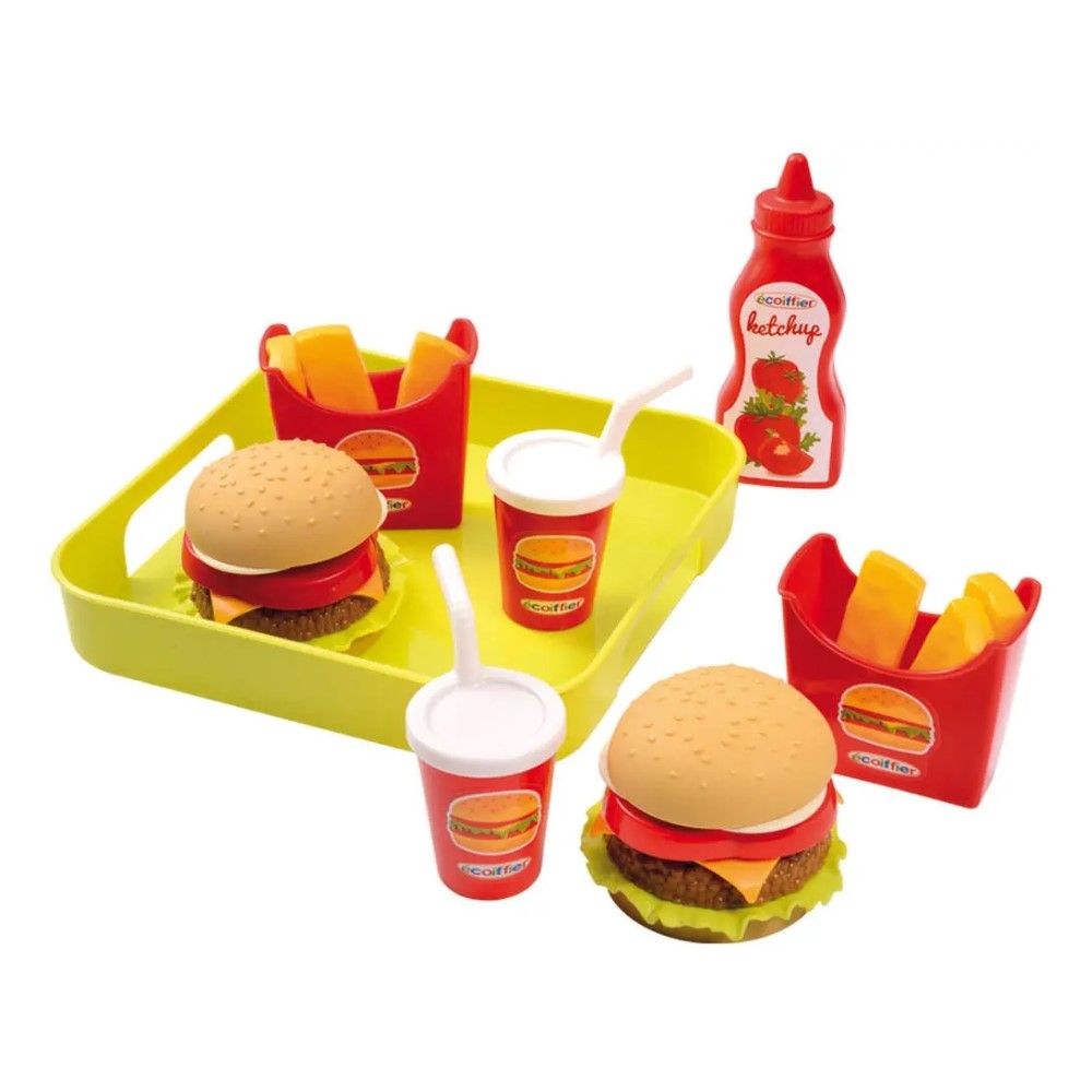 Conjunto de Hamburgers em bandeja