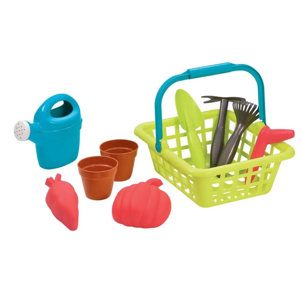 Cesto com acessórios de jardinagem