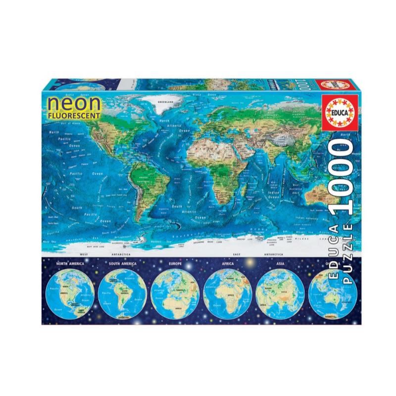 Pzl 1000 Mapa Mundo Neon