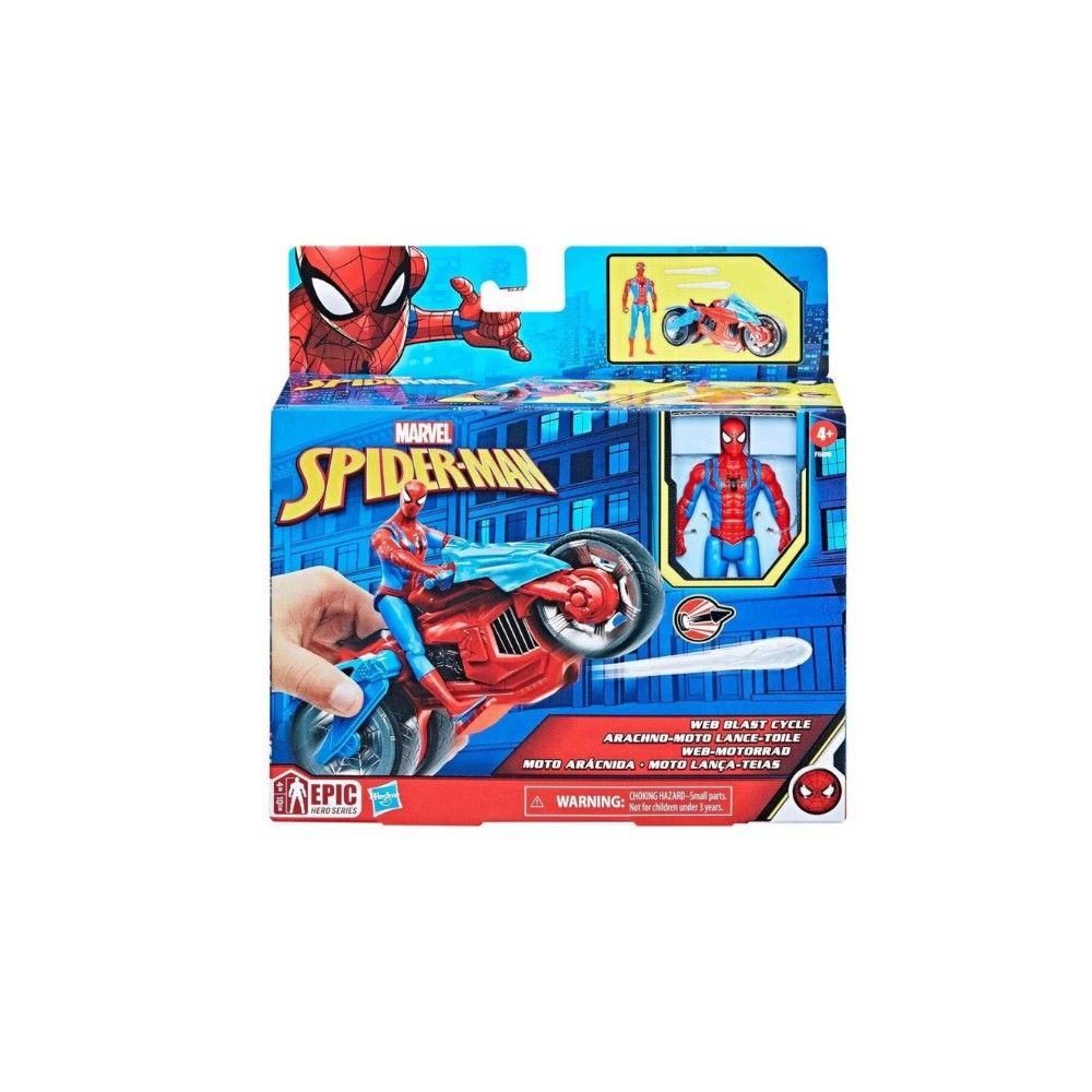 Spider-Man - Mota Lança teias c/ Figura de 10 cm